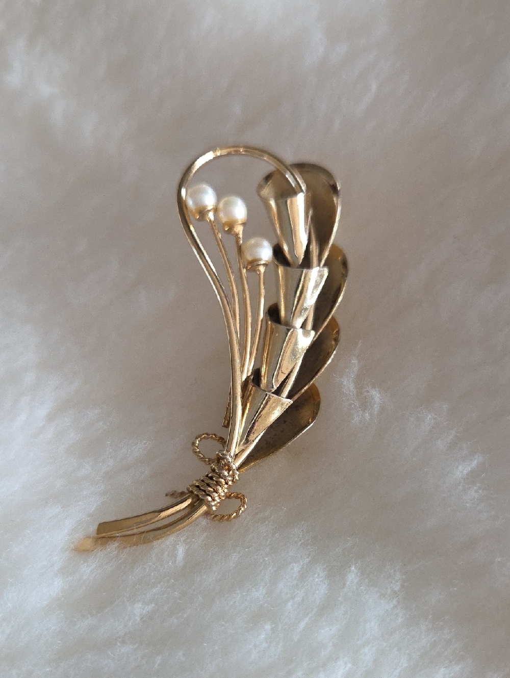 Wells Gold Plated Pearl Accent Floral Brooch - Women Jewelry